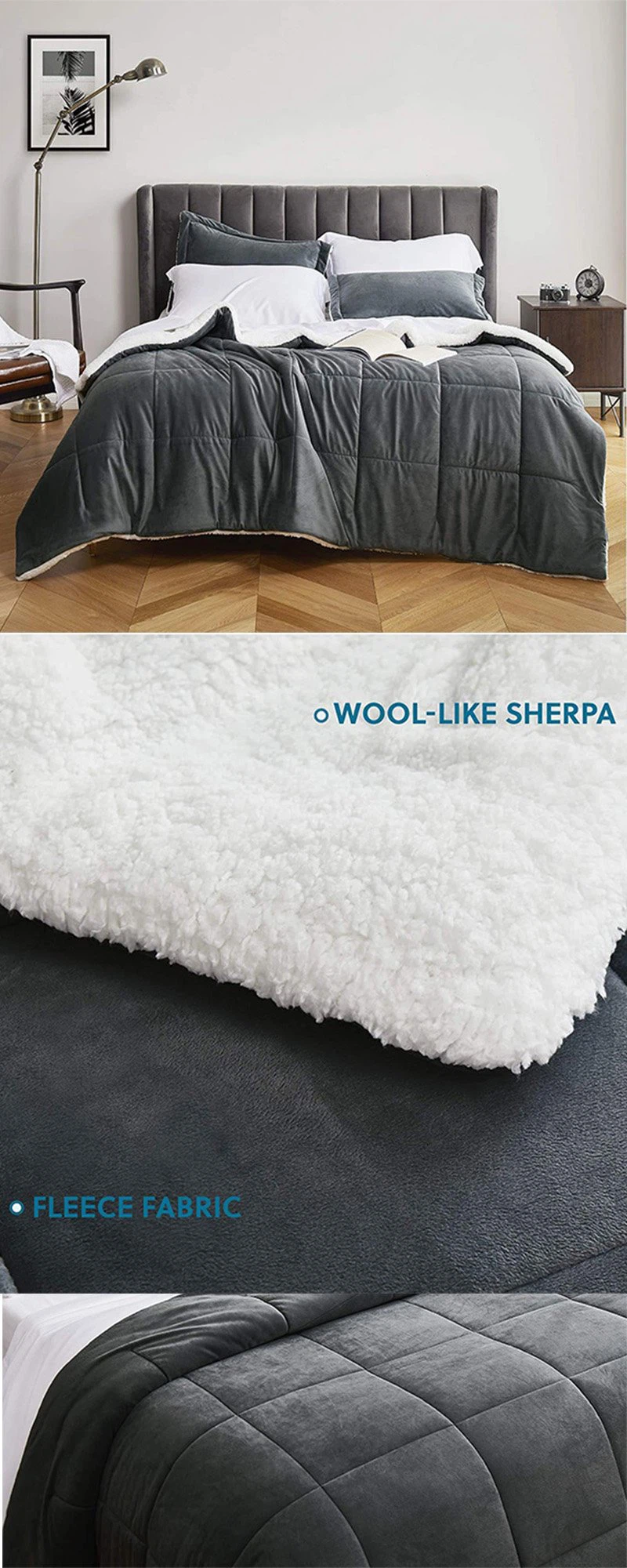 Dark grey flannel comforter