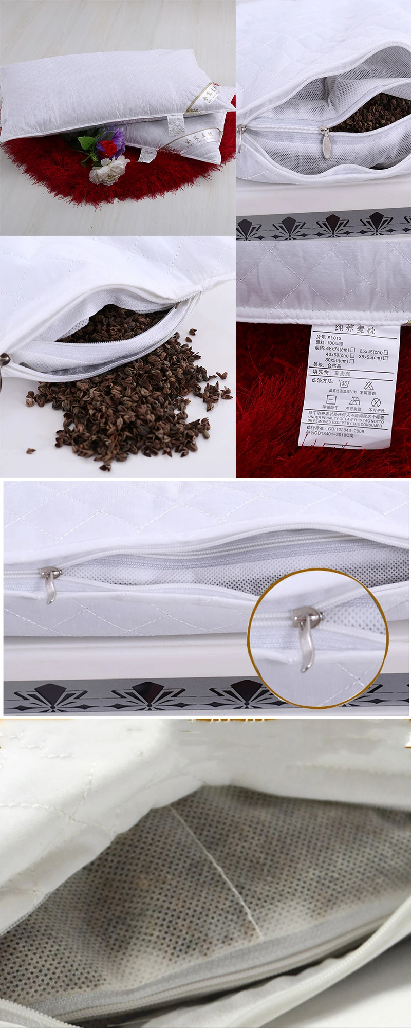 Pure cotton quilted bed buckwheat pillow The sweet buckwheat is shaped like a triangle. It has excellent air permeability and elasticity, and the air is easy to flow. It can be used as a pillow for a long time Keeping the head refreshed, this pillow helps sleep, relieves insomnia and dreams, and effectively improves sleep quality