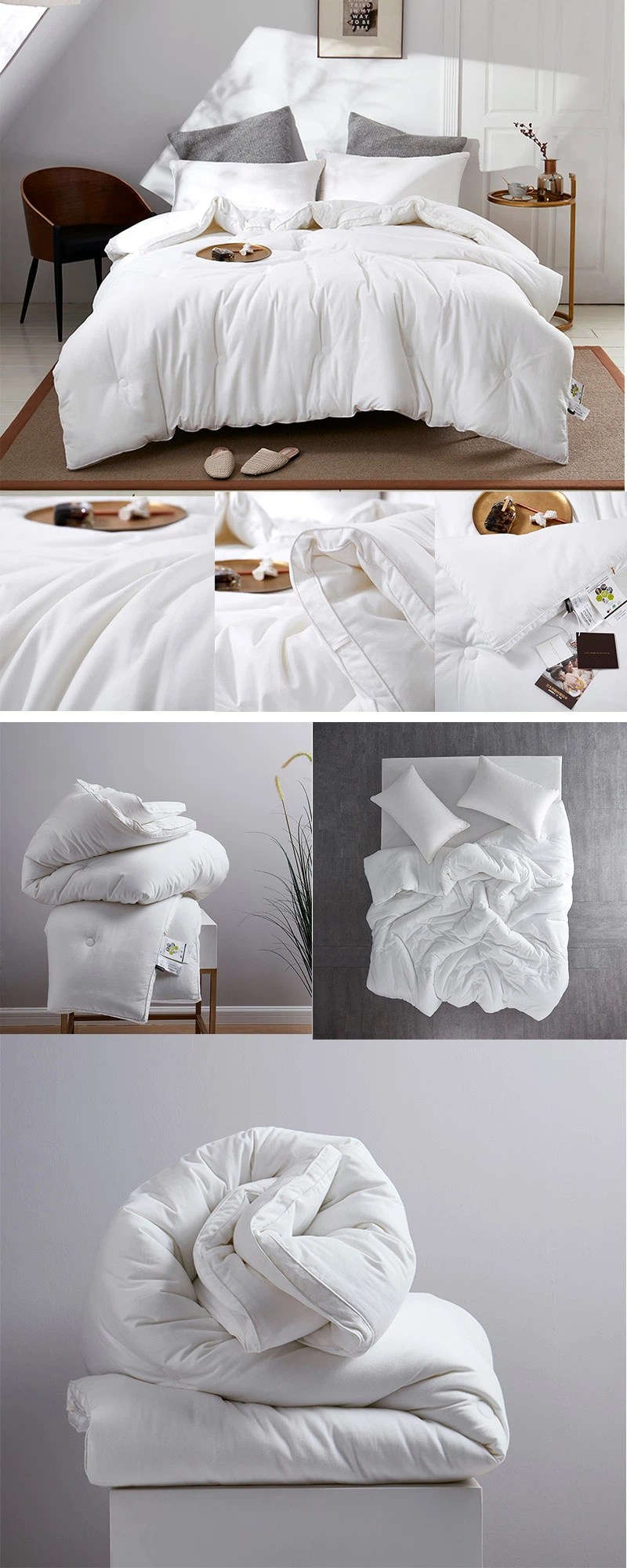 Soft Antibacterial fiber winter thicken quilt core use skin-friendly fabric, you can choose pure cotton or polyester fabric, warm and comfortable, breathable and sweat-wicking, no stuffy feeling, soft touch, close-fitting enjoyment, this winter quilt supports down-proof function, no pilling or drilling Cashmere, safe and non-irritating, comfortable to use