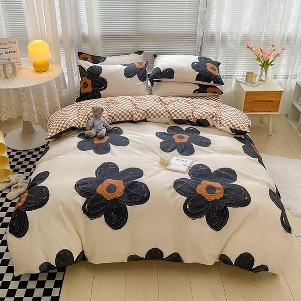 Black Floral Cotton Comforter Set